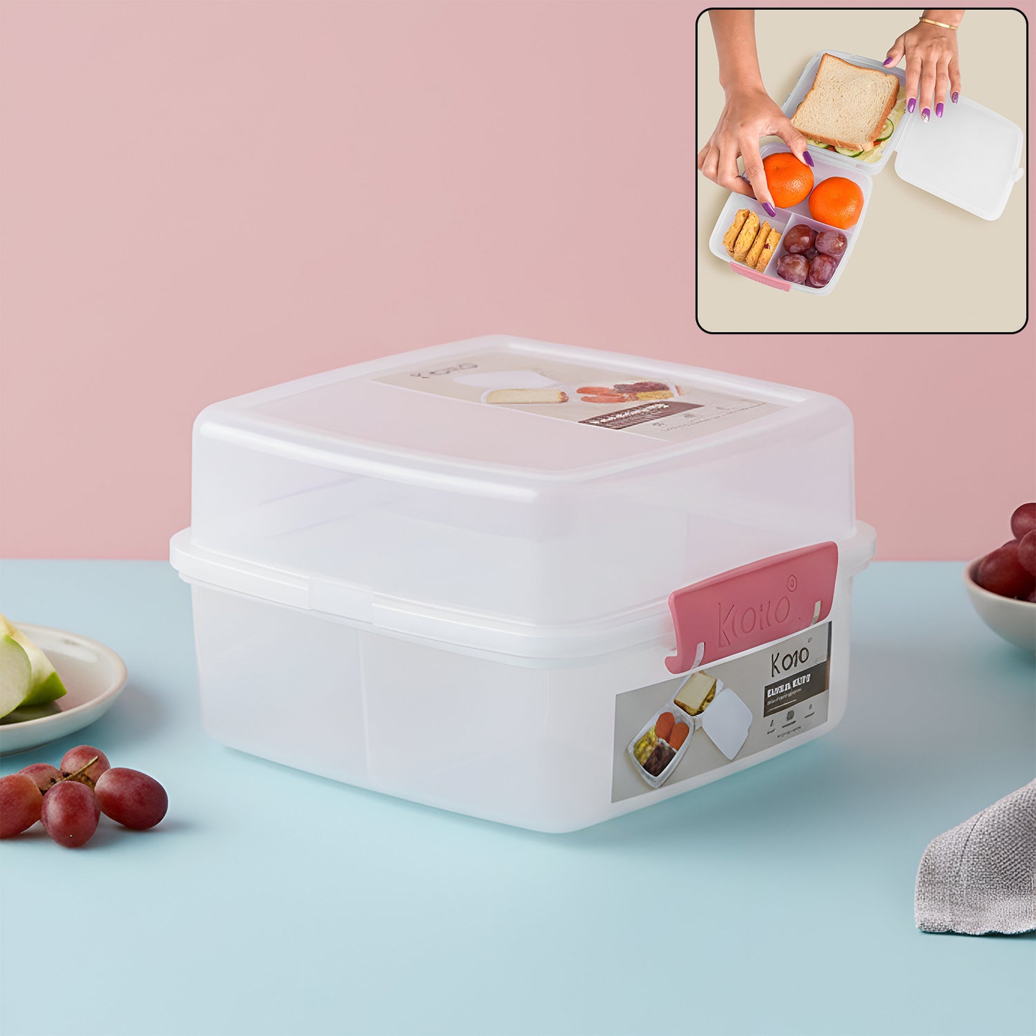 1 Large And 3 Small -compartment 1400 Ml Multipurpose Lunch Box (1400 Ml  1 Pc)