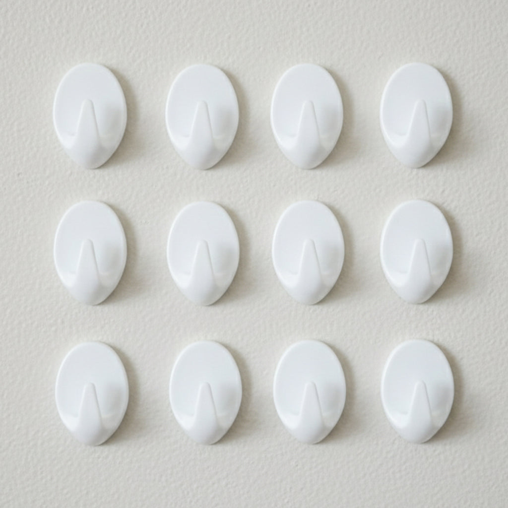 Strong Self Adhesive Wall Hooks Set (12 Pc)