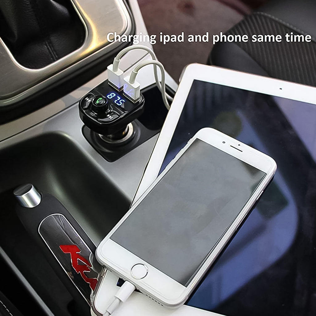 8533 Car-x8 Bluetooth Fm Transmitter Kit For Hands-free Call Receiver  Music Player  Call Receiver  Fast Mobile Charger Ports For All Smartphoneswith 3.1a Quick Charge Dual Usb Car Charger