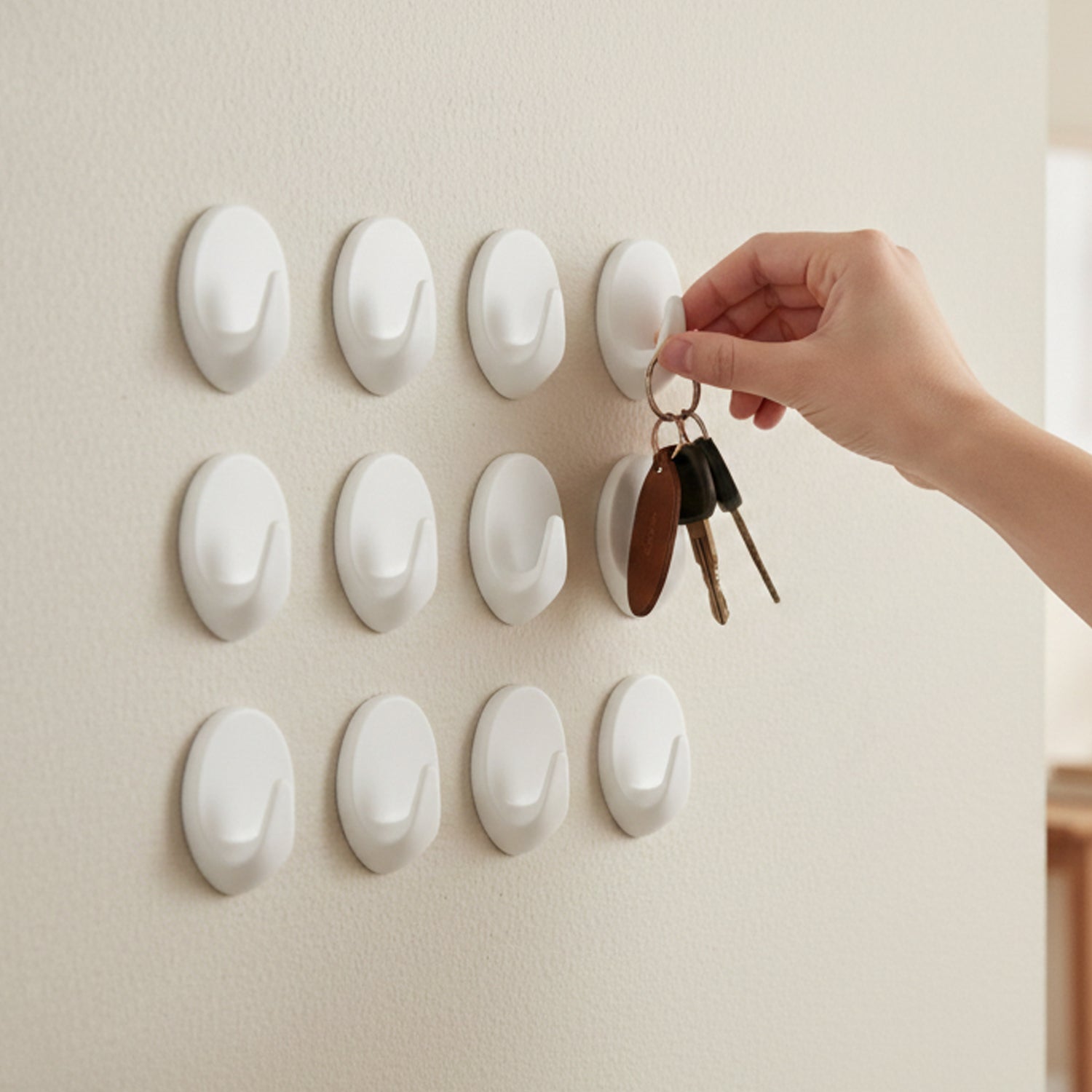Strong Self Adhesive Wall Hooks Set (12 Pc)